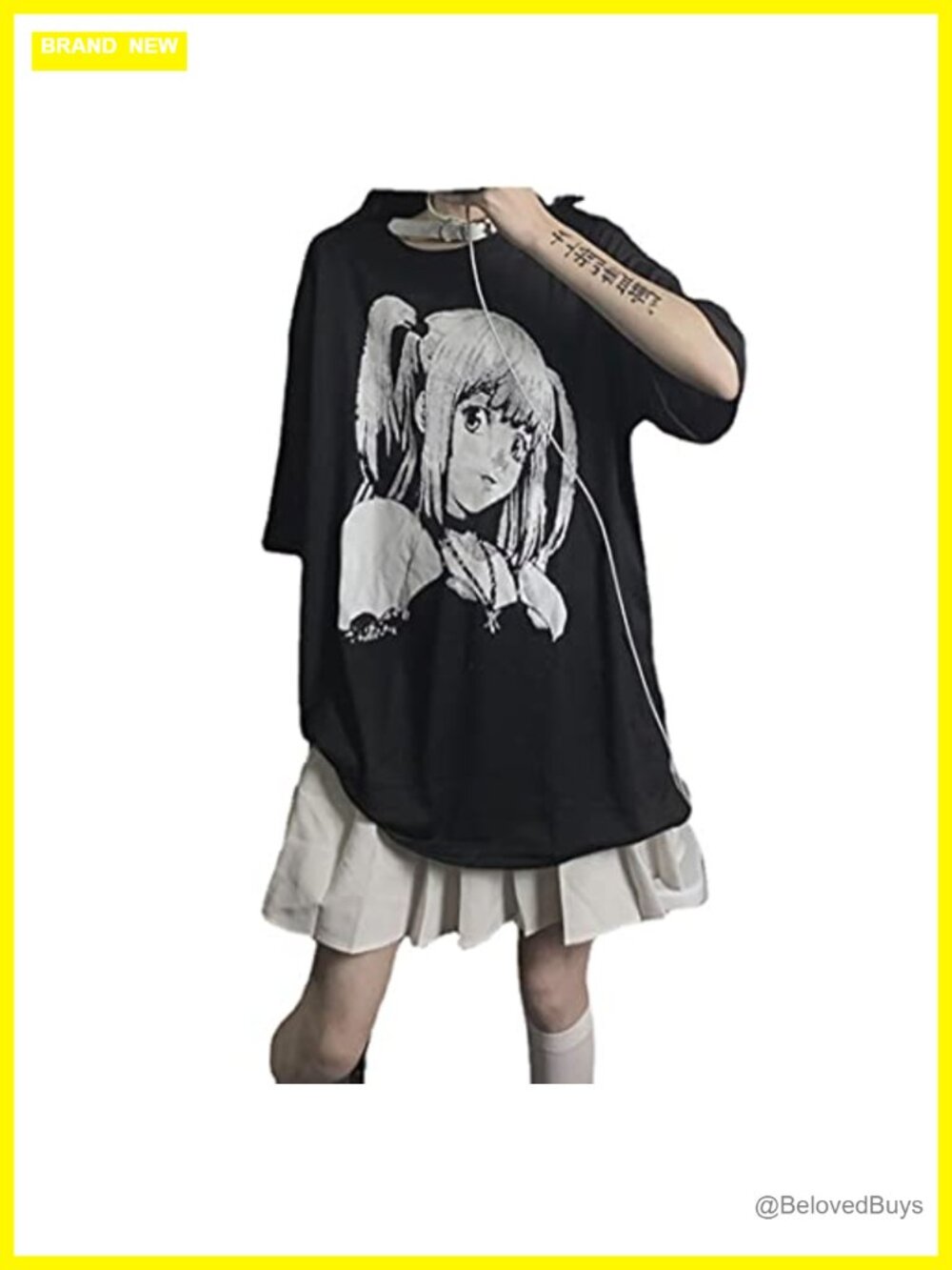 Women's Gothic Grunge Oversized T-Shirt 100% Cotton Loose Fit Short Sleeve